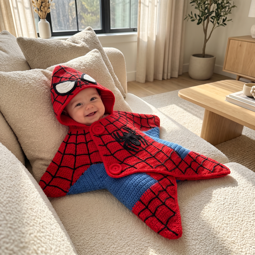 Crochet Red Spider Hero Baby Star Wrap