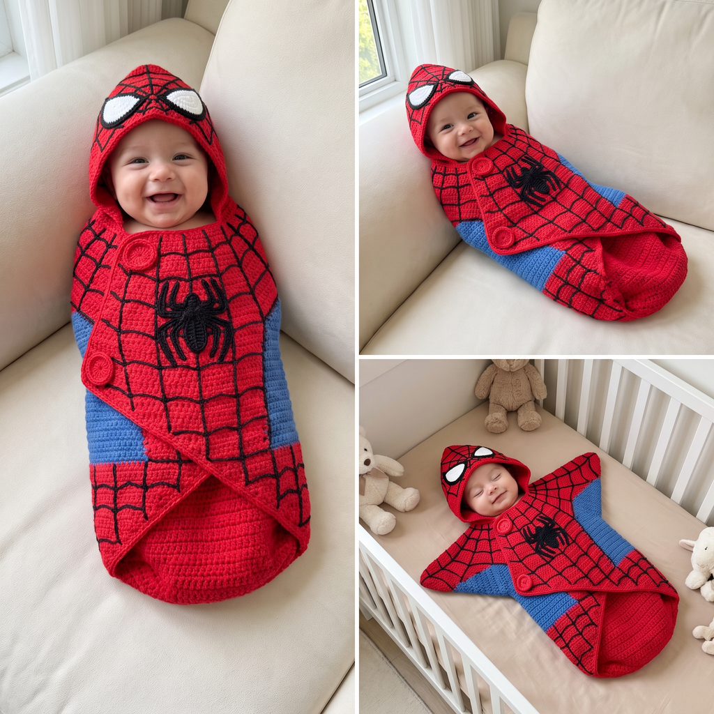 Crochet Red Spider Hero Baby Star Wrap