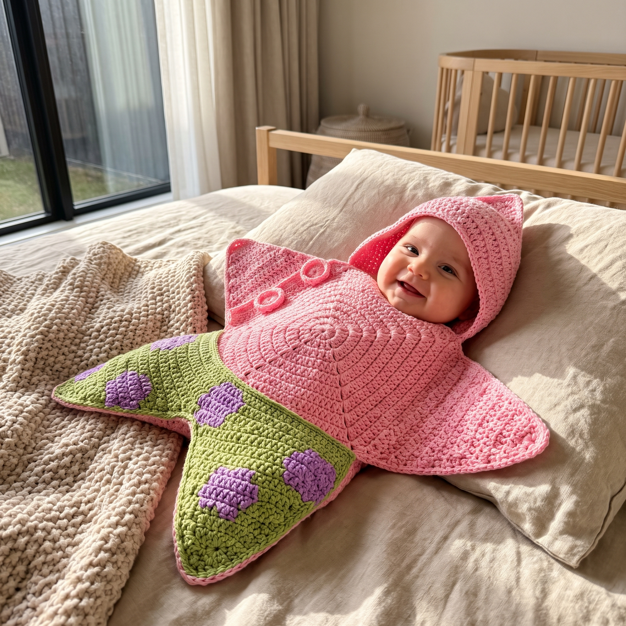 Crochet Pink Starfish Baby Star Wrap