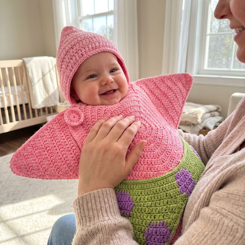 Crochet Pink Starfish Baby Star Wrap