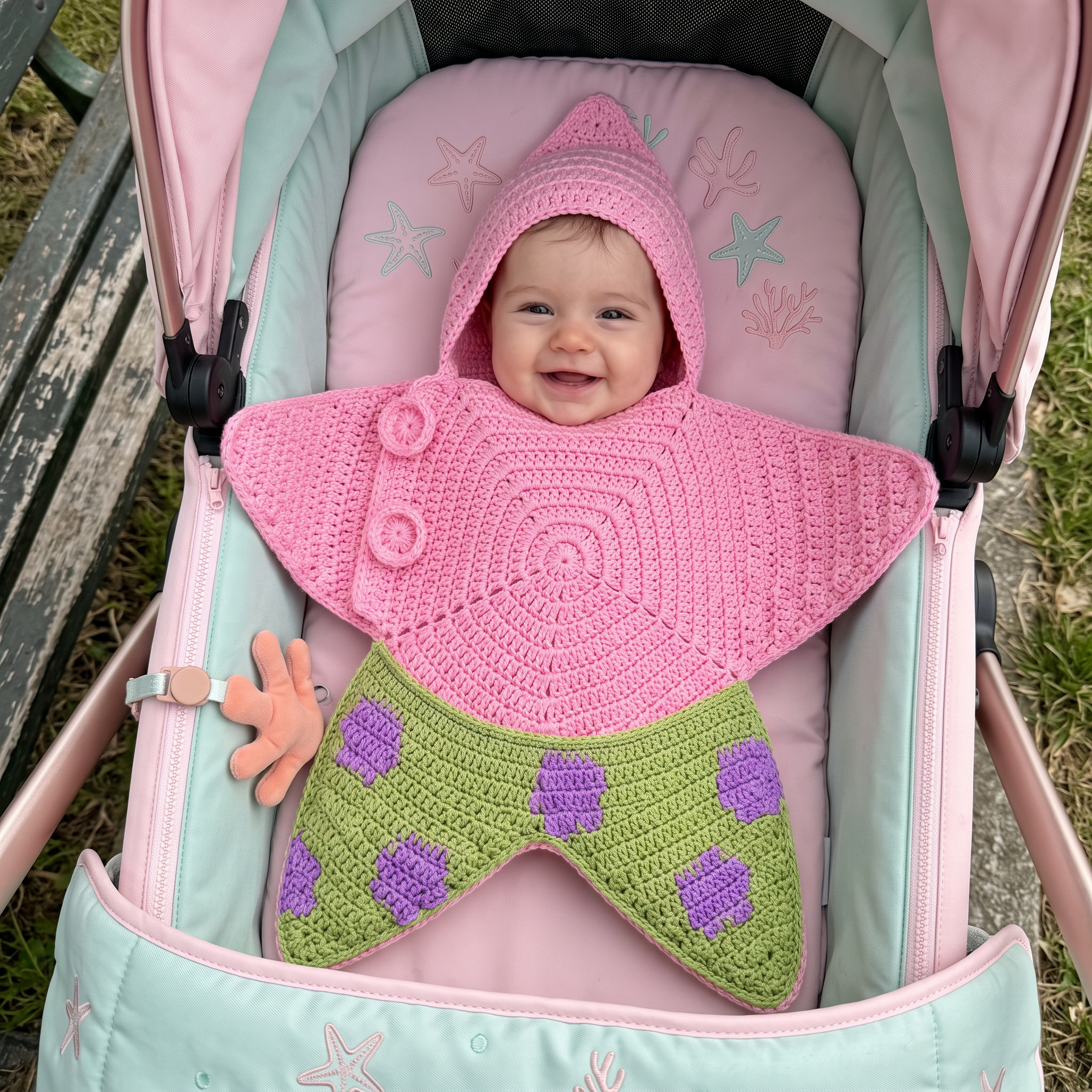 Crochet Pink Starfish Baby Star Wrap