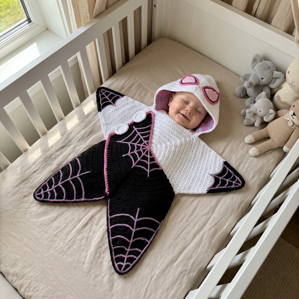 Crochet Pink Spider Hero Baby Star Wrap
