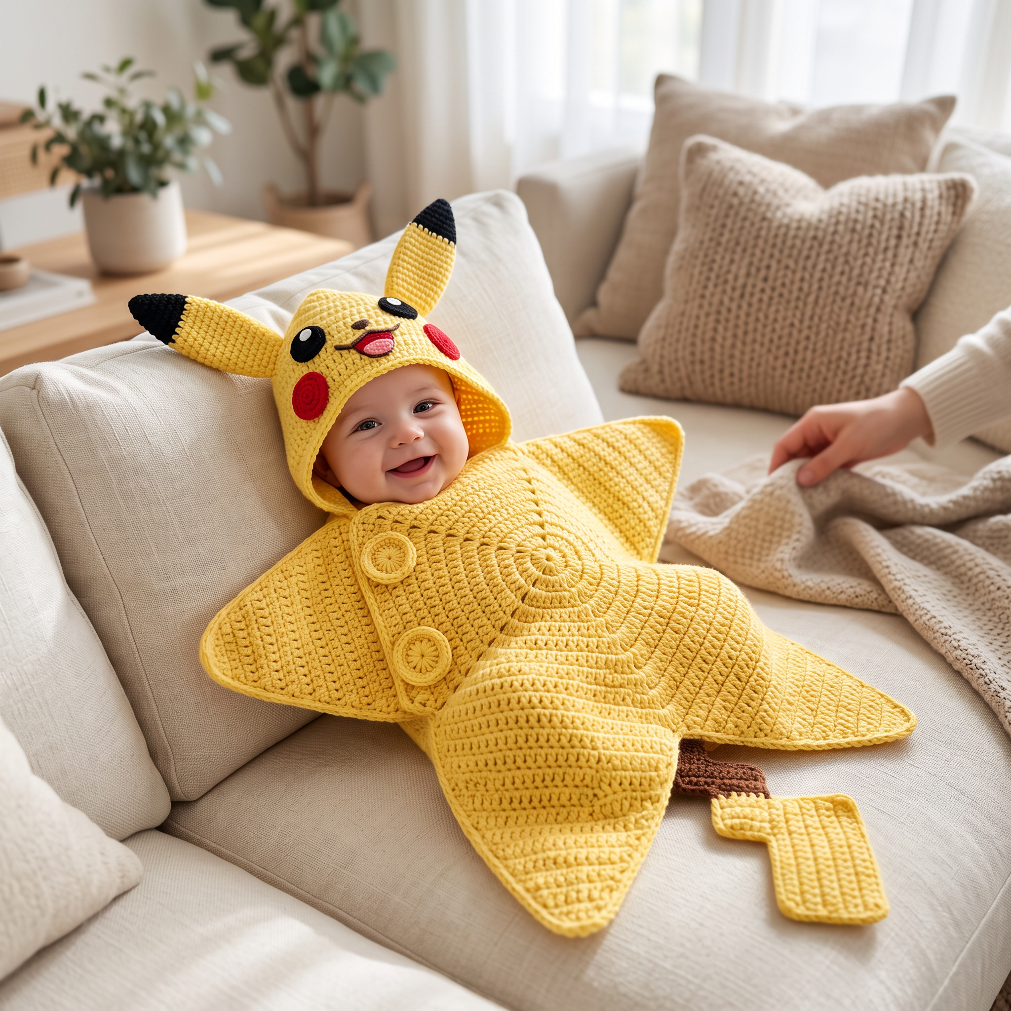 Crochet Yellow Lightning Baby Star Wrap